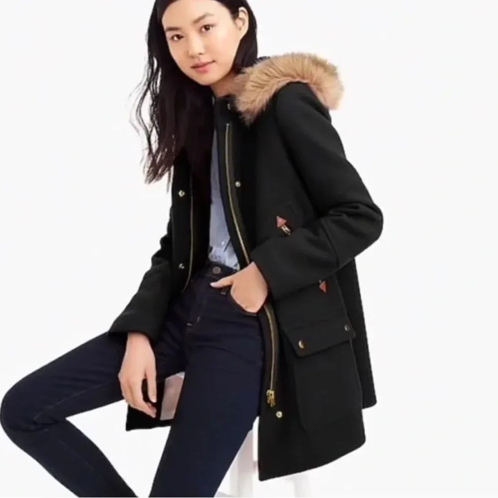J.Crew Chateau Parka in Italian stadium-cloth wool Black 20